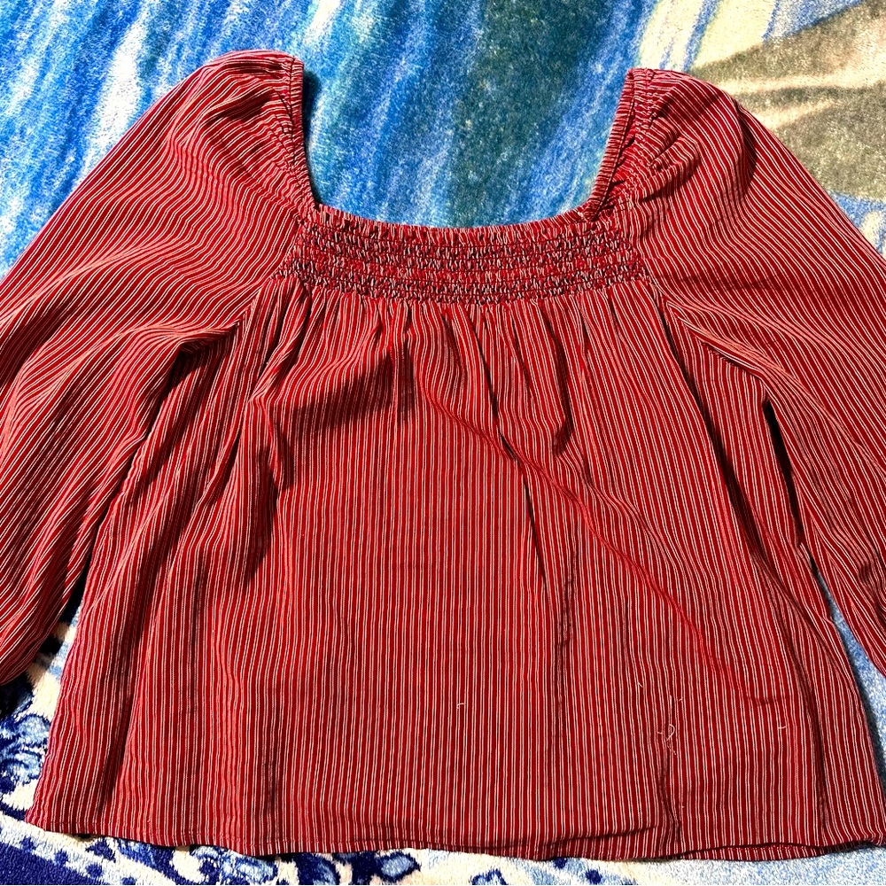 Banana Republic Crimson Pinstripe Blouse